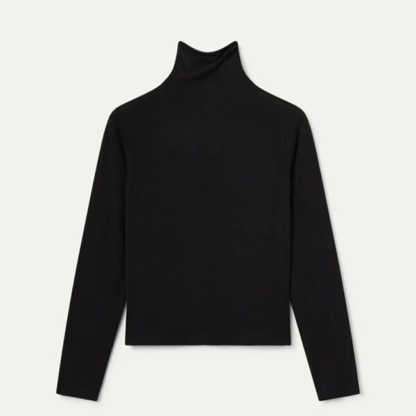 T-shirt noir. Col montant et manches longues – Image 2