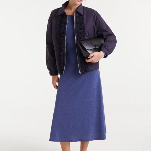 Robe midi en jersey lurex bleu marine