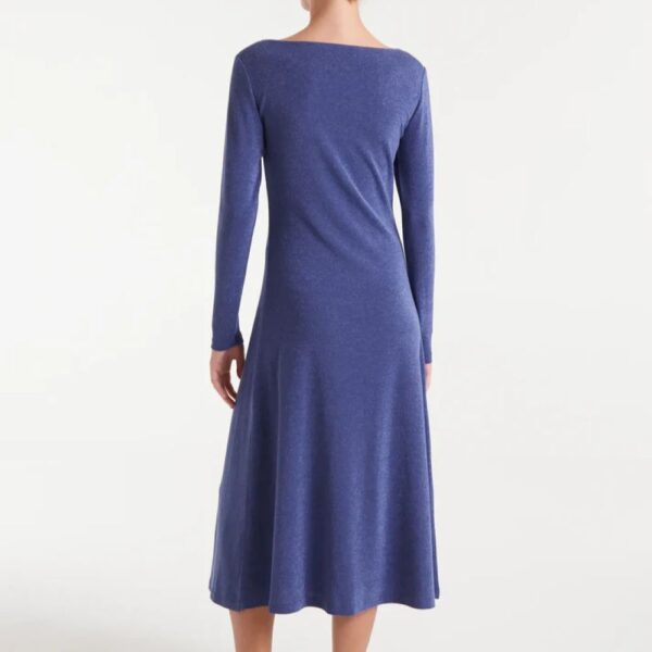 Robe midi en jersey lurex bleu marine – Image 3