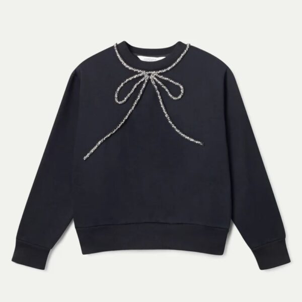 Sweat-shirt à col bijou et nœud