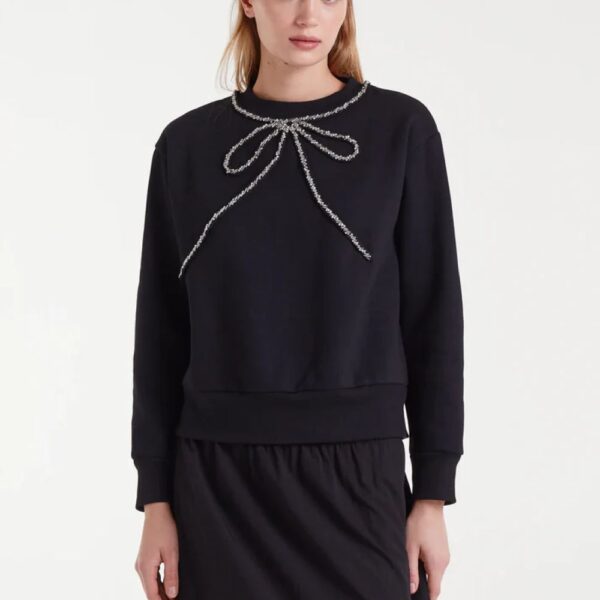 Sweat-shirt à col bijou et nœud – Image 2