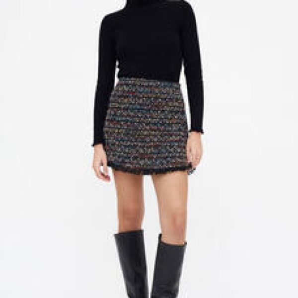 Jupe courte en tweed multicolore
