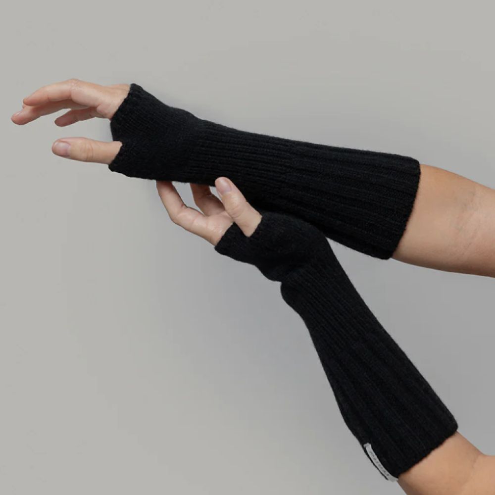 Gants mitaines cachemire noir – Image 2