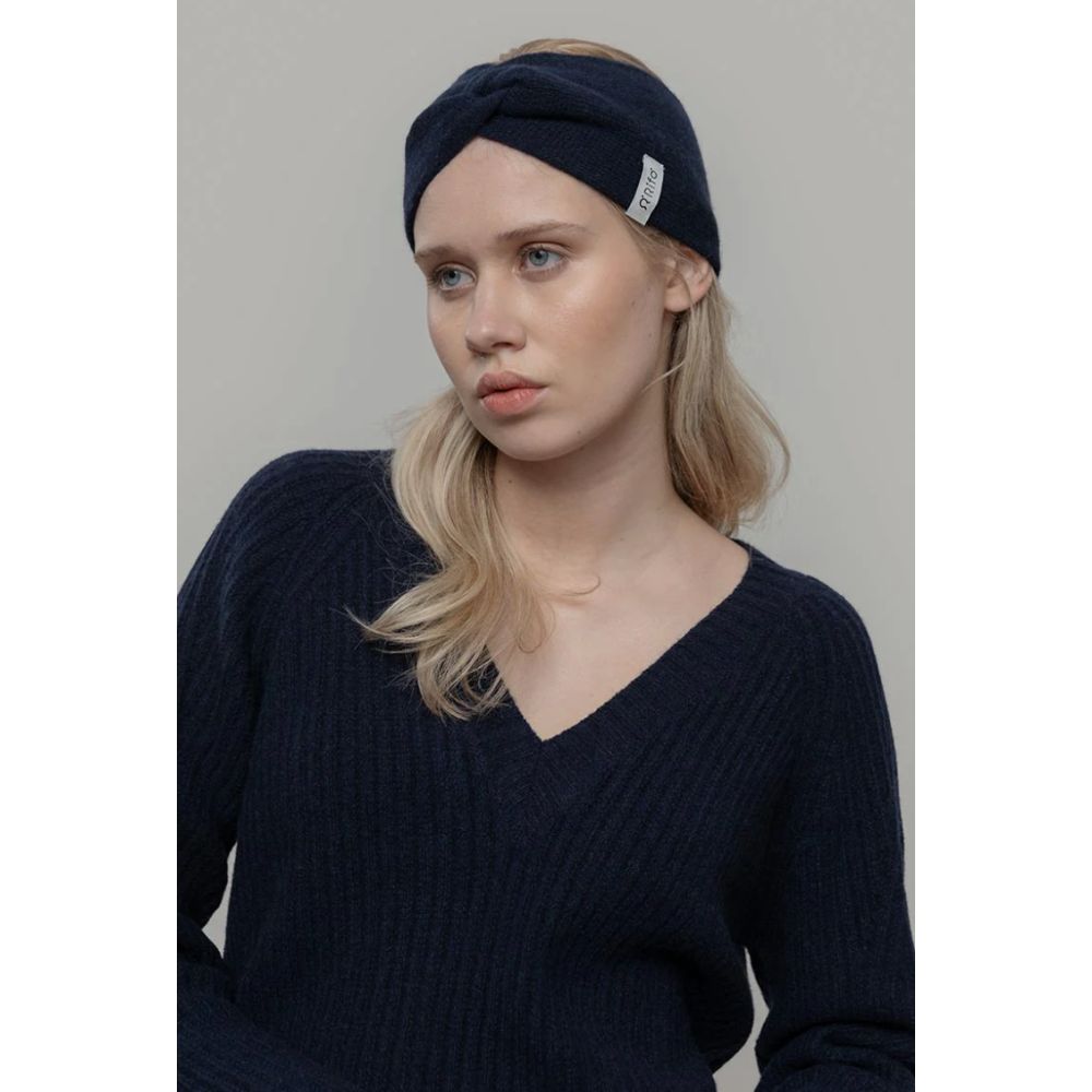 Bandeau cheveux cachemire bleu mûr – Image 2