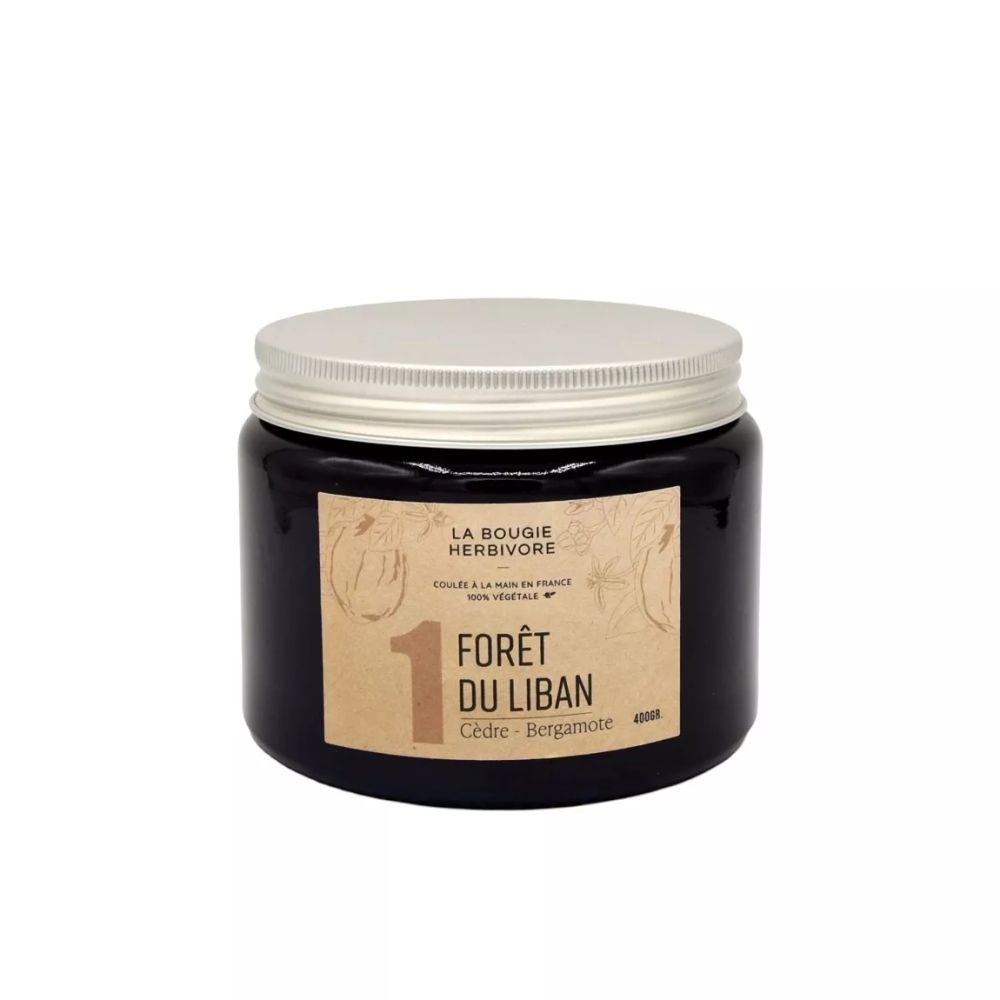 No.1 – Forêt du Liban | Cèdre & Bergamote | Bougie Parfumée – Collection Signature La Bougie Herbivore |400 G 3 mèches| Made in France – Image 2